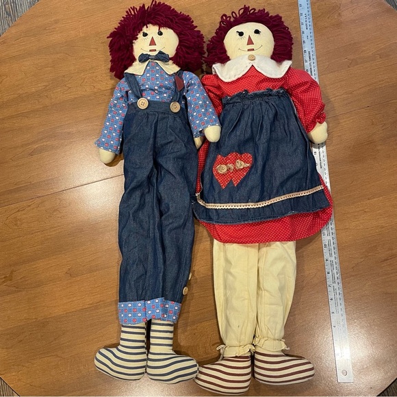 Vintage 1980's Raggedy Ann and Andy Doll Shelf Sitters - Picture 9 of 10